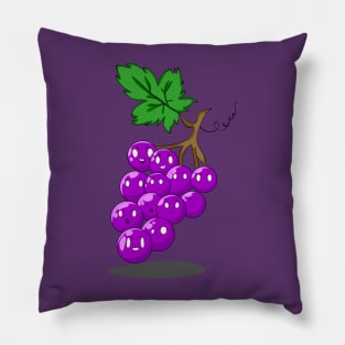 Kawaii Grapes with Faces Pillow