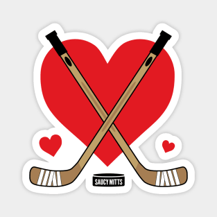 Love Heart Hockey Sticks Magnet