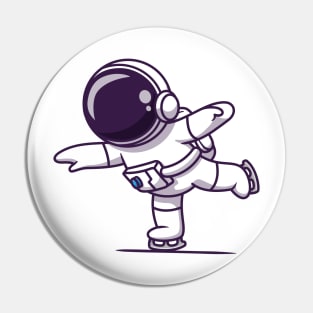 Cute Astronaut Playing Ice Skating Pin