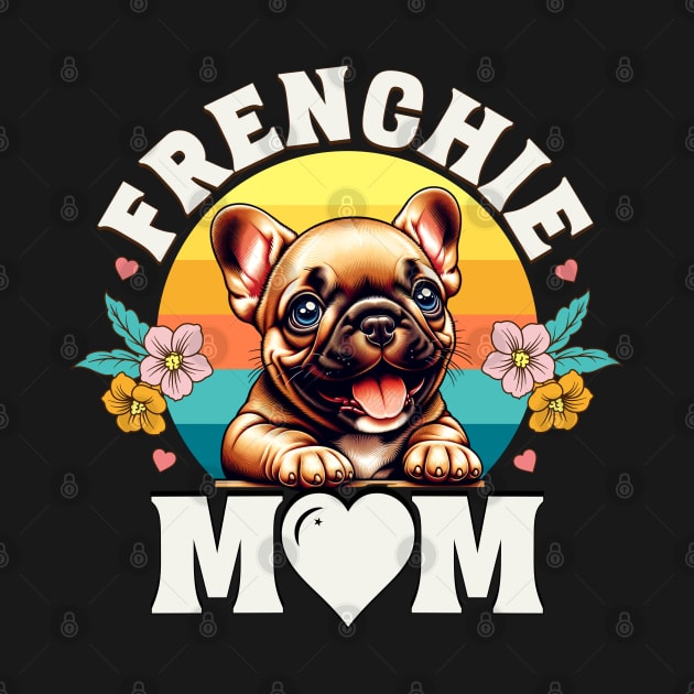 Colorful Frenchie Mom Retro Sunset Dog Lover Mother's Day by JJDezigns