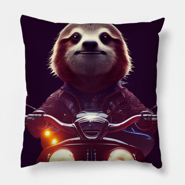 Biker Sloth Pillow by BlockchainDaddy