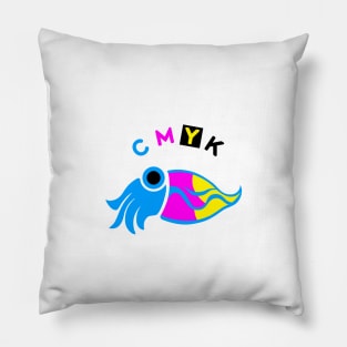 CMYK Cuttlefish, stylized, art for sea & ocean life lovers Pillow