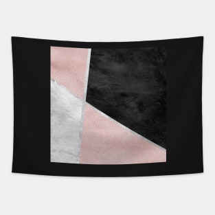 Pink, Silver and Black Geometric Design Tapestry