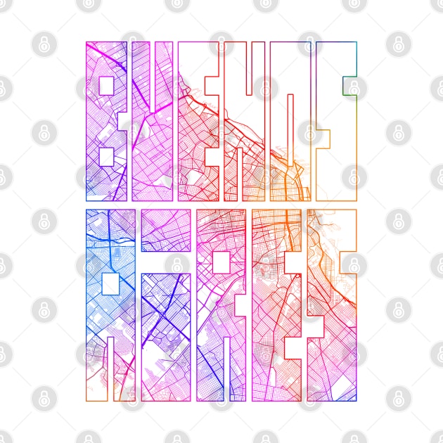 Buenos Aires, Argentina City Map Typography - Colorful by deMAP Studio