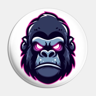 Fiery Gaze: Gorilla Head in Neon Lights Pin