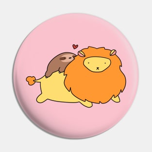 Sloth Loves Lion Pin