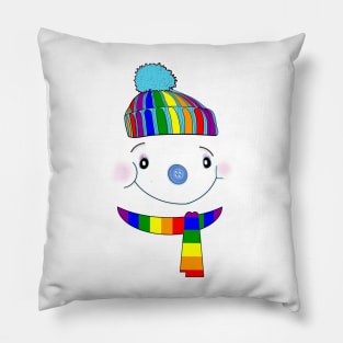 Cute Women's LGBTQ Winter Snowwoman Snowman Face Gay Pride Toboggan Scarf Pillow