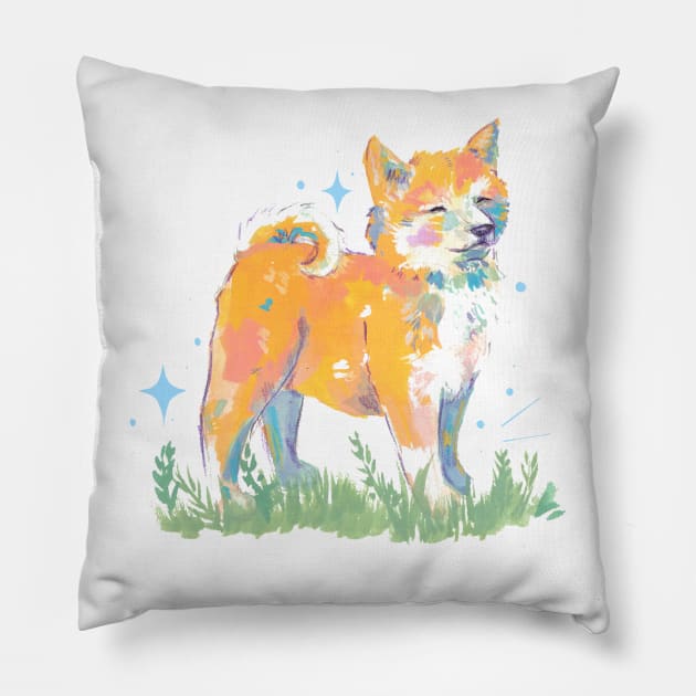 Shiba Pillow by erinkatearcher