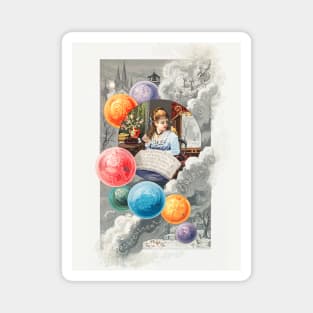 Bubbles of Wishes Antique Christmas Card Magnet