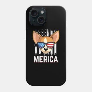 Chihuahua Dog American Flag Sunglasses Patriotic Phone Case