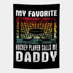 My Favorite Hockey Player Daddy Vintage Text Tapestry