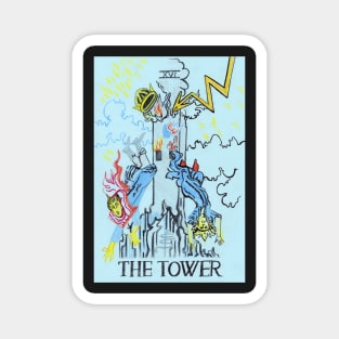 The Tower tarot card drawing Magnet