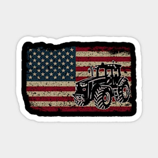 Farm Tractors America Flag I Patriotic Farming Magnet