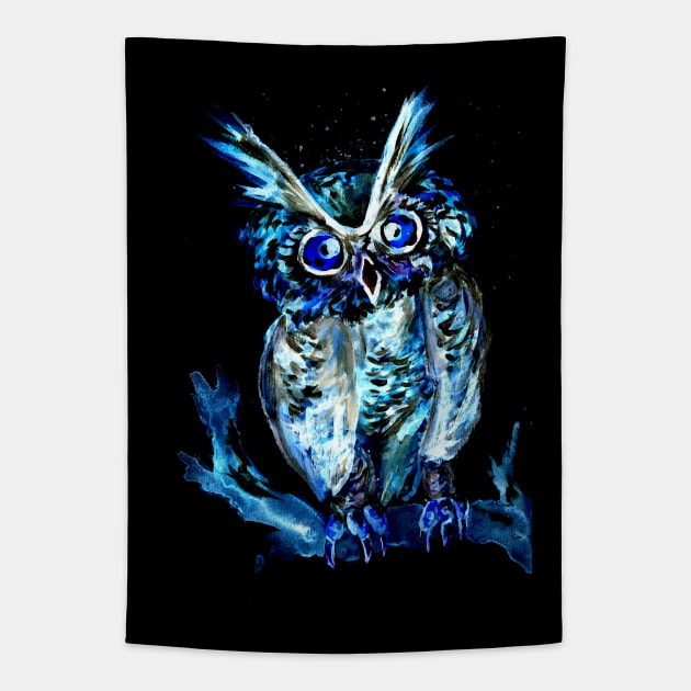 Little Blue Owl Tapestry by ZeichenbloQ