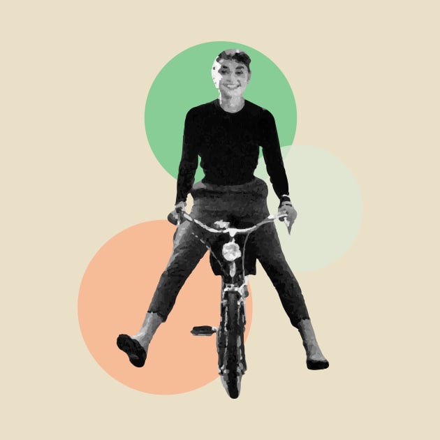 Audrey Hepburn on a bicycle by NickiPostsStuff