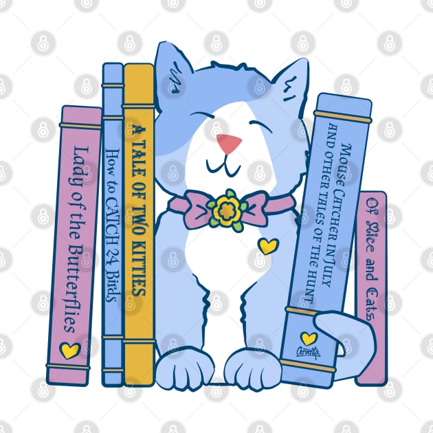 Kitten with Books Cute Cat with Literature by Sue Cervenka