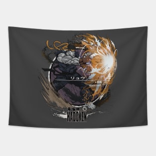 RYU: HADOKEN - NAVY/YELLOW Tapestry