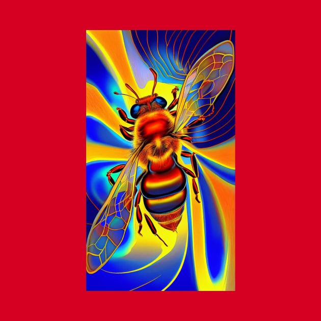 Abstract Honey Bee Image in Trippy Bright Vivid Colors by Bee-Fusion