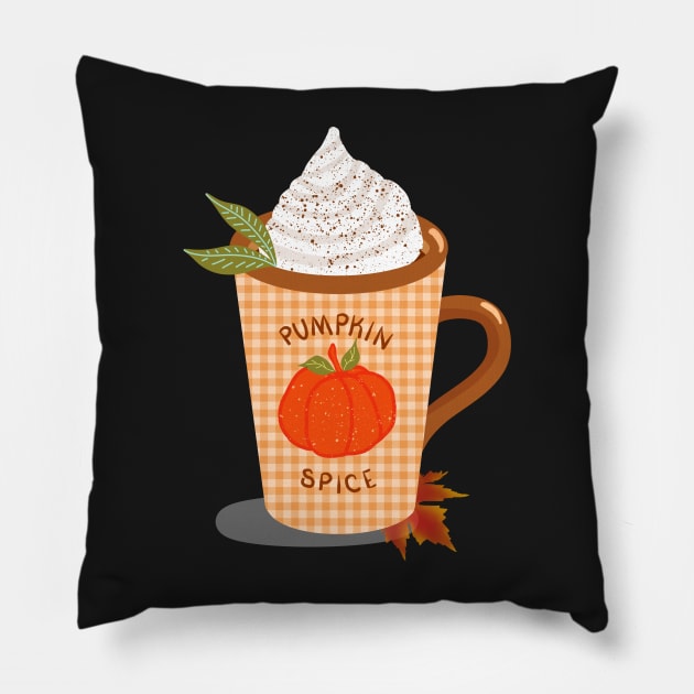 Pumpkin Spice Latte Pillow by MarcyBrennanArt