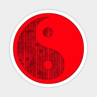 Blue stripe and red grunge yin-yang Magnet