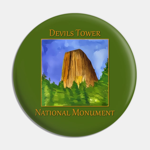 Devils Tower National Monument Pin by WelshDesigns