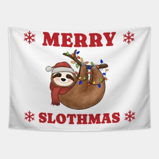 Merry Slothmas Christmas Lights Tapestry