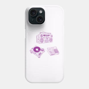 Boombox, Beat Maker, Turntable (Violet Lines) Analog / Music Phone Case