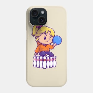 Cute Girl Playing Bowling Cartoon Phone Case