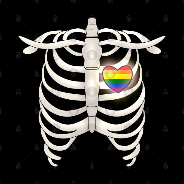 Ribcage With a Rainbow Heart by TheQueerPotato