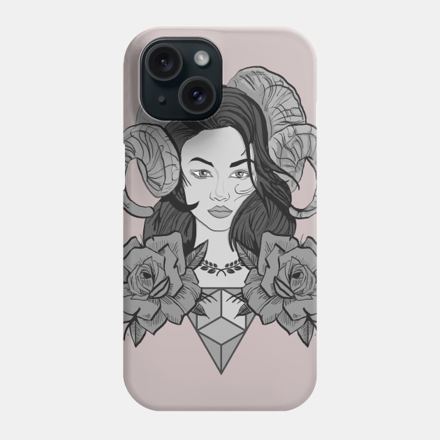 Dark Horned Woman Phone Case by dankdesigns