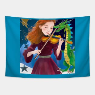 Female Violinist - Little Girl Playing Violin Tapestry