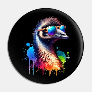 Watercolor Cool Emu Bird Pin