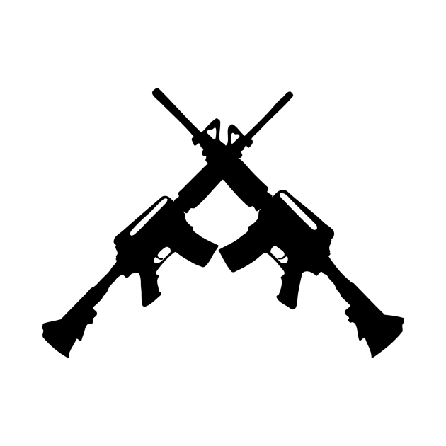 Crossed Guns - M4 Carbines Silhouette Logo - Guns - T-Shirt | TeePublic