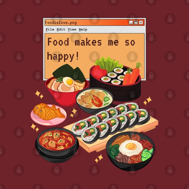 Food Makes me Happy Aesthetic Anime Pun by Souls.Print