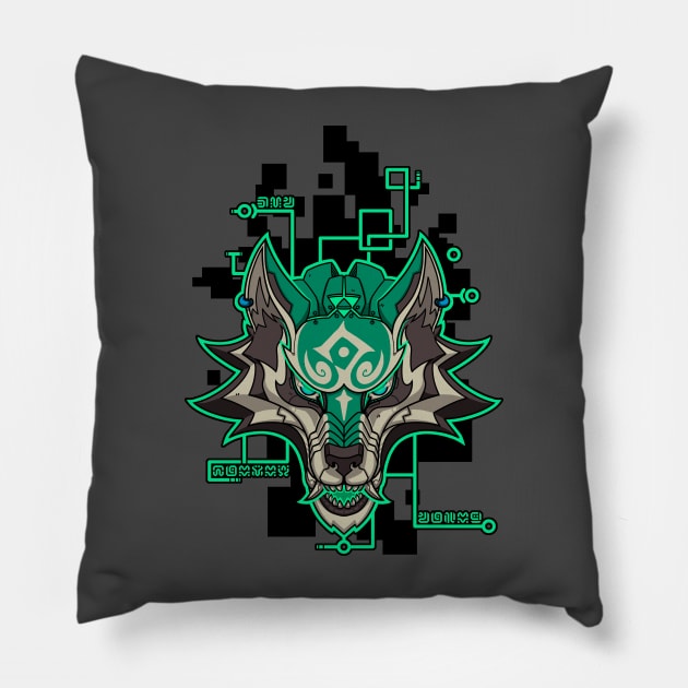 CyberWolf Hero Pillow by TheTeenosaur