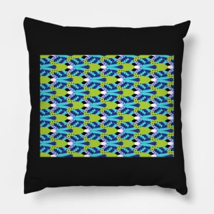 Memphis Style 80's Wild and Crazy Abstract | Green and Blue Pillow