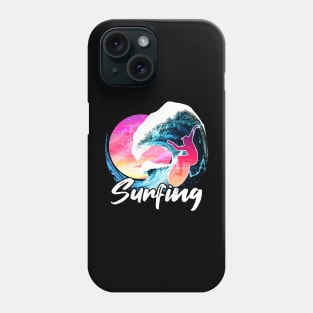 Surfing Big Wave Sunset - Surf Phone Case