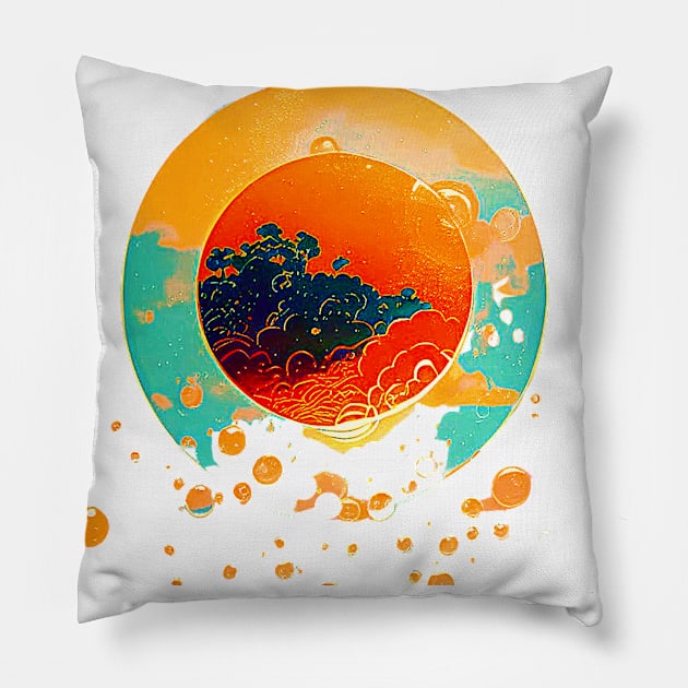 SUNSET BUBBLES, WHITECAPS Pillow by Smilethree