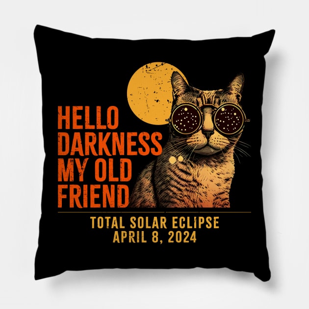 Cat Glasses ~ Hello Darkness My Old Friend Pillow by Duhkan Painting