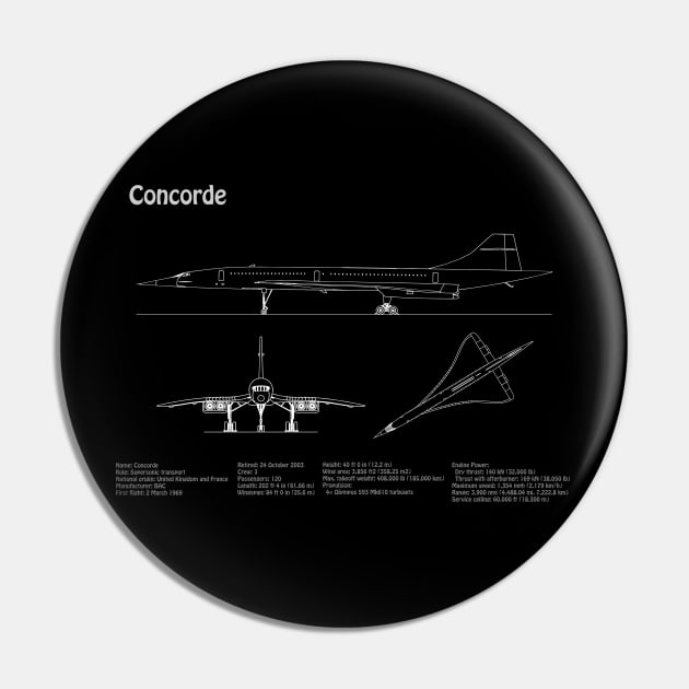 Concorde - Airplane Blueprint - PDpng Pin by SPJE Illustration Photography