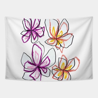 Flowers in Lines Tapestry