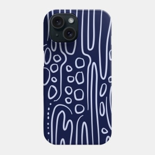 Horizontal watercolor lines on a blue background pattern design Phone Case