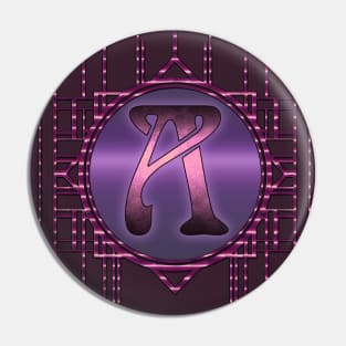 purple letter A glamorous artdeco monograms vintage Pin