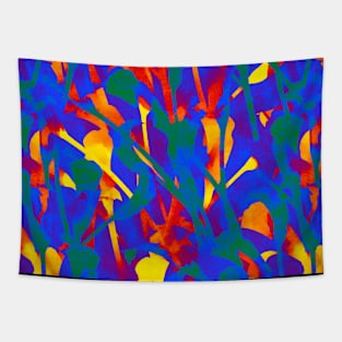 Gay Pride Overlapping Thin Painted Flowers Tapestry