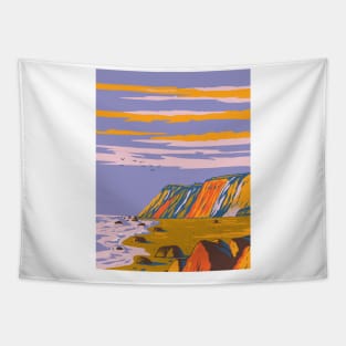 Gay Head Cliffs on Martha's Vineyard Cape Cod in Massachusetts USA WPA Art Poster Tapestry