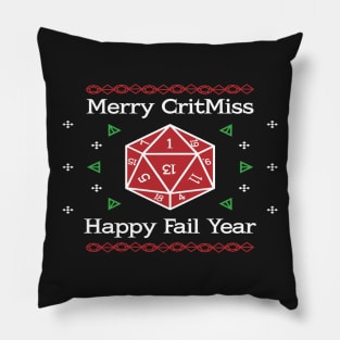 Merry CritMiss & Happy Fail Year Ugly Christmas Sweater Pillow
