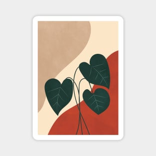 Botanical Anthurium Plant, Mid century, Modern Art, Gallery Wall, Neutral Beige Print Magnet