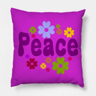 Peace flowers vintage retro Pillow