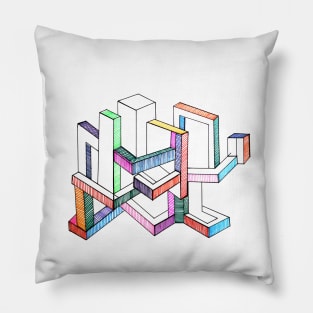 Geometric city minimal  sci-fi Pillow