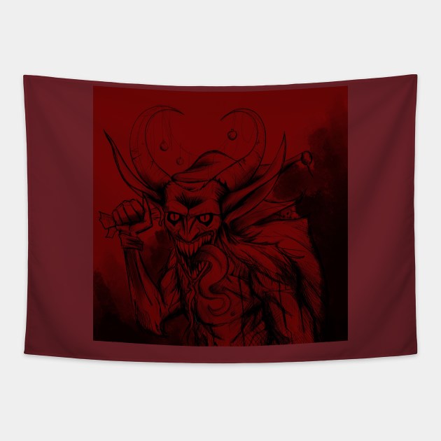 Krampus Santa claus Tapestry by jorge_lebeau